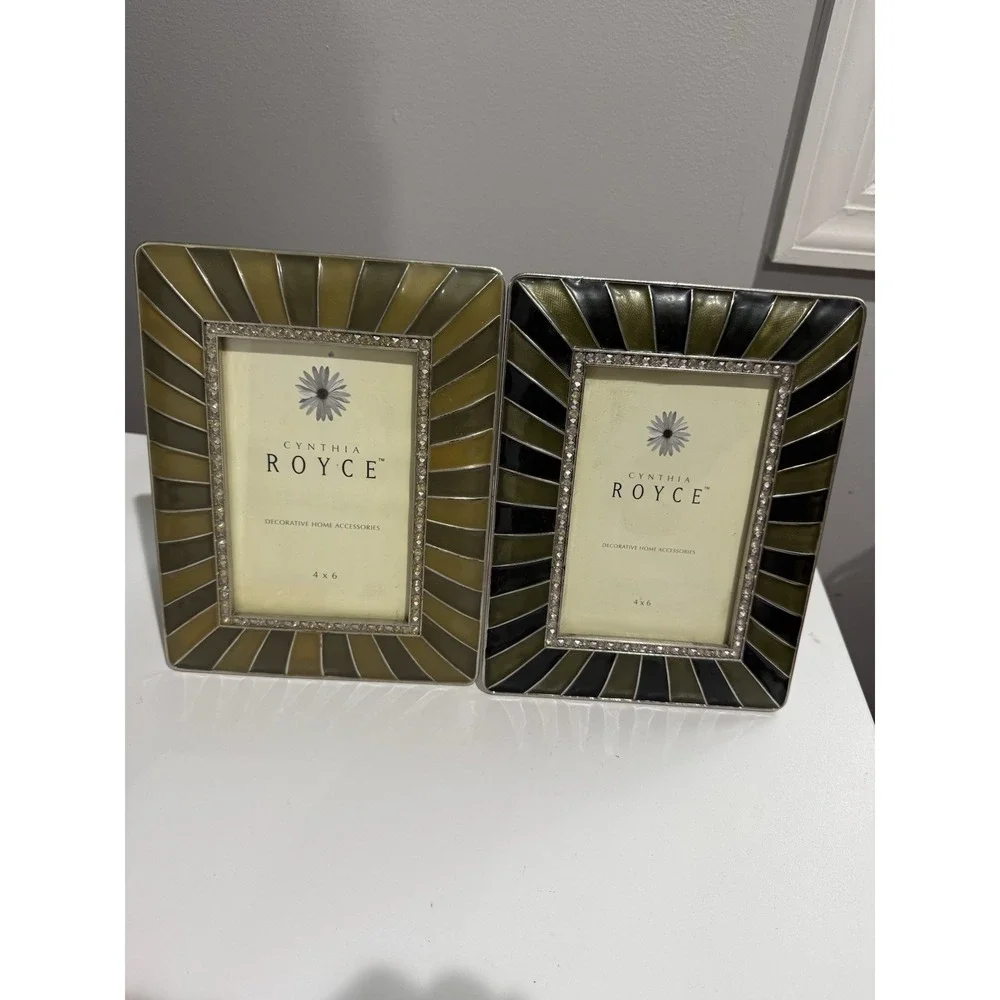 Cynthia Royce 4x6 Decorative Enamel Picture‎ Frames Set of 2 New! 2003 Green